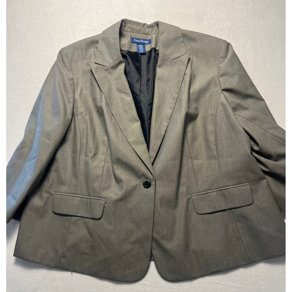 Evan-Picone 24W Blazer Professional Career Classic Taupe Single Button Jacket